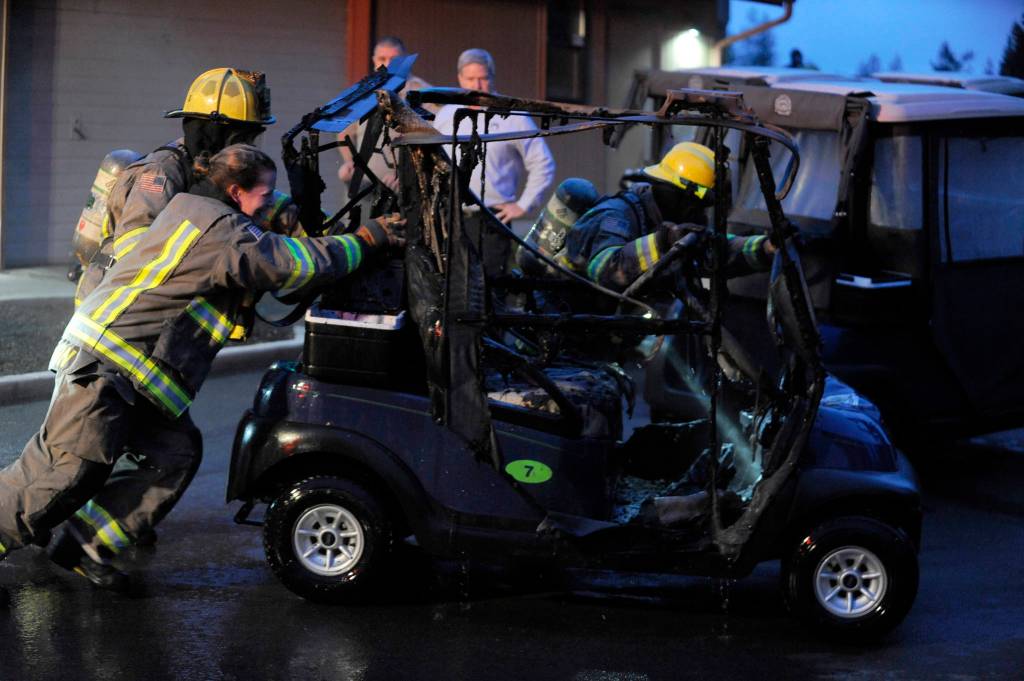 Golf cart catches fire at golf course