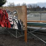 Graffiti wall depicting gun image at skate park angers local residents