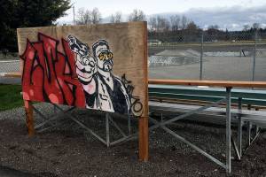 Graffiti wall depicting gun image at skate park angers local residents