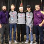 Sequim Wolves at MatClassic: From left are Sequim head coach Bill Schroepfer, Ben Newell, Kiara Pierson, Jamie Schroepfer and assistant coach Michael Latimer. Submitted photo