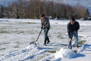 Photo: Snow day on soccer fields