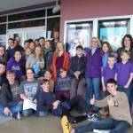 Robby Streetts younger brother Sawyer Streett, center left, and his mother Josslyn Streett, center right, are joined by family, friends and Robbys classmates at Deer Park Cinema on March 30 to watch the film, Ready Player One to celebrate Robbys favorite book adapted into a film. Sequim Gazette photo by Erin Hawkins