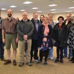 Members of Guy Coles family attended the ribbon cutting on March 28, which commemorated Coles work as a community advocate along with Judy Reandeau Stipe, executive director of the Sequim Museum and Arts, on right. Sequim Gazette photo by Matthew Nash