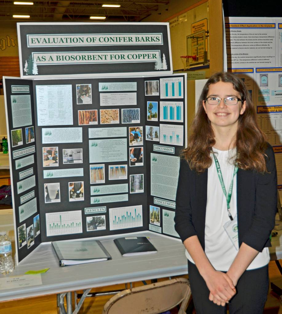 Karlie Viada, a student at Sequim Middle School, was awarded Best of Seventh Grade for her project, Evaluation of Conifer Barks as a Biosorbent for Copper, at the Washington State Science and Engineering Fair. Submitted photo