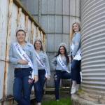 Sequim Irrigation Festival royalty, from left, Princess Gabi Simonson, Princess Gracelyn Hurdlow, Queen Erin Gordon, and Princess Eden Batson stand in the shade at the Dick Family Barn during a photo shoot for the festivals programming. Sequim Gazette photo by Matthew Nash