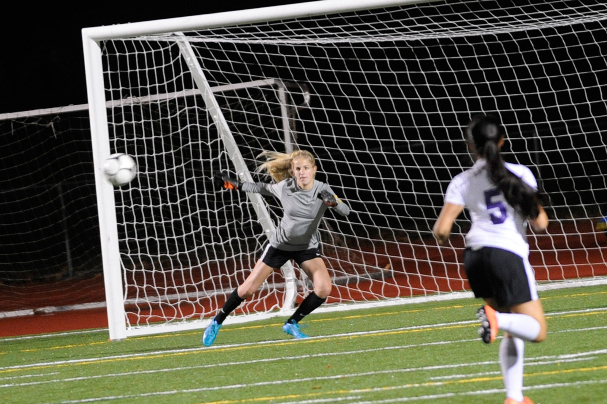 SequimHigh senior goalkeeper Claire Henninger was selected to the Olympic League first-team for her outstanding play in front of the goal in 2017. Henninger will guard the goal for the Western Washington University Vikings in the fall. Sequim Gazette file photo by Matthew Nash