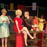 Payton Sturm, Abby Norman, Jonathan Heintz, Isabella Fazio, Audrey Hughes and Lindsey Coffman rehearse a scene from the musical comedy How to Succeed in Business Without Really Trying. Sequim Gazette photo by Erin Hawkins