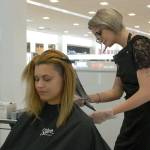 Ulta Beauty customer associate Amelia, whose last name has asked to remain anonymous, has her hair done by Ulta Beauty salon professional Suzie Stringer at the stores in house full-service salon. Sequim Gazette photo by Erin Hawkins