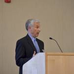 Eric Lewis, CEO of Olympic Medical Center, speaks with Sequim City Councilors on May 14 in a work session about the centers expansion plans in Sequim, including the Cancer Center and more primary care exam rooms. We need more buildings and physicians and having adequate primary care access would really move the system forward, he said. Sequim Gazette photo by Matthew Nash