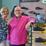 Jon and Donna Harrison celebrate 18 years of Harrisons Comfort Footwear in Sequim starting Thursday. He opened the business in 2001 after owning and operating a shoe store in Seattle and helping various clients including professional basketball players. Sequim Gazette photos by Matthew Nash