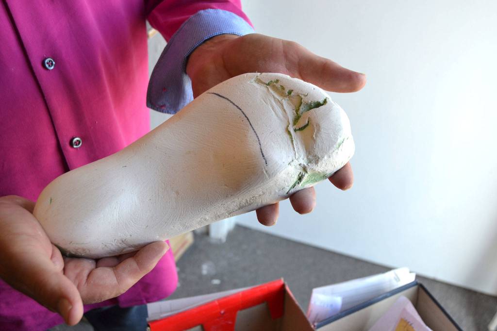All of the molds Jon Harrison makes are in the back of his shop, Harrisons Comfort Footwear, for orthotics. Harrison estimates hes made at least 16,000 pairs of orthotics since he started making them in the 1980s.