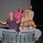 Olympic Theatre Arts upcoming show Leaving Iowa tells the story of the Brownings quirky family road trips, with Cheryl Di Pietro cast as Mom, front left, Taylor Dowley as Sis, Ryan Macedo as Don and Greg Scherer as Dad. Sequim Gazette photo by Erin Hawkins