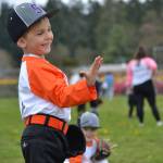 Marcus Shelden smiles after making a throw during warm-ups. Sequim Gazette photos by Matthew Nash