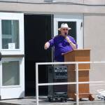 Sunland Owner Association president Fred Smith gave a speech about the dedication of the Sunland Golf & Country Club pool to Cynthia Little.