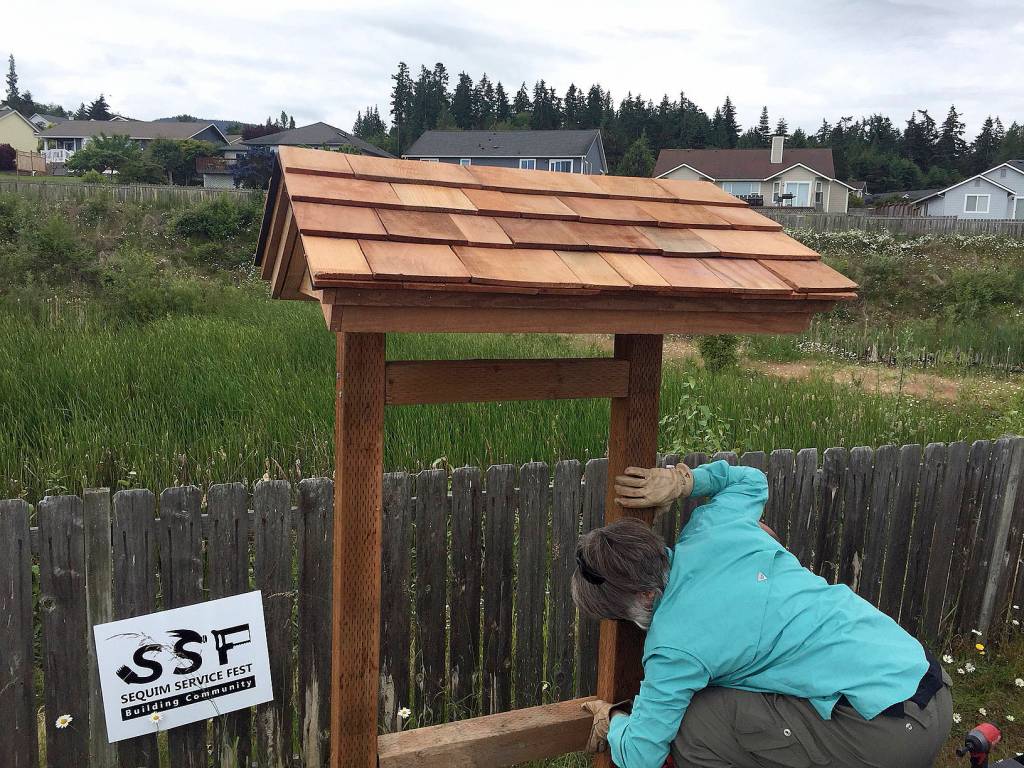 Informational kiosks were built during the Sequim Service Fest for placement around the City of Sequim. Photo courtesy of Lee Allem