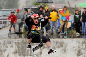 Skate park users weather storm for fundraiser