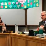 Sequim School District Board President Heather Short, left, said the board maintained Superintendent Gary Neals contract through 2020 but it did not roll over or extend the superintendents contract further. Sequim Gazette file photo by Erin Hawkins