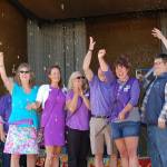 Sequim Lavender Festival kicked off at the opening ceremony at Carrie Blake Park on July 20, where Sequim City Clerk Karen Kuznek-Reese, left, Sequim-Dungeness Valley Chamber of Commerce representatives Melanie and Kelsey Sands, Sequim Mayor Dennis Smith, Festival Executive Director Debbie Madden, City Councilor Brandon Janisse, County Commissioner Mark Ozias and other Festival ambassadors performed a ribbon cutting ceremony.
