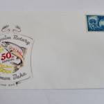This year, the Strait Stamp Society celebrates 50 years of the Rotary Club of Sequims Salmon Bake (set for Aug. 12 at the Boys & Girls Club). Visitors to the Strait Stamp Show on Aug. 11 at the Sequim Masonic Lodge can purchase an envelope, cancel and a 1955 Rotary stamp. Sequim Gazette photo by Matthew Nash