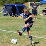 James Mason of Storm King BU07 helps his squad finish in a regulation tie against NK Kraken; Storm King eventually won on penalty kicks (3-2).                                 Sequim Gazette photo by Michael Dashiell
