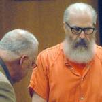 Douglas Allison, right, is ushered to his chair by Clallam County public defender Harry Gasnick during Allisons sentence hearing in 2016 in Clallam County Superior Court in Port Angeles. He received 26-and-a-half years in prison. One of his victims families is suing his former school for damages because they believe the churchs corporation knew about previous allegations prior and during his employment. File photo by Keith Thorpe/Peninsula Daily News