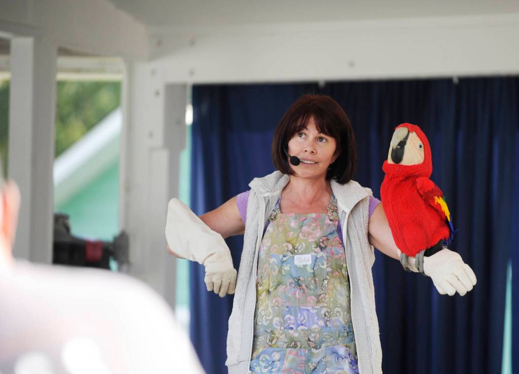 Ventriloquist Vikki Gasko Green gets chuckles from the county fair crown on Aug. 18. Sequim Gazette photo by Michael Dashiell