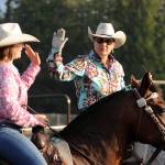 Mother-and-daughter combo Rashell (right) and Amelia Hermann of Port Angeles celebrate a quick time in the team roping competition at the Clallam County Fair Pro-West Rodeo on Aug. 18. Amelia is a Sequim High School freshman this fall.