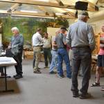 U.S. Forest Service staff meet with community members on Aug. 15 in the Dungeness River Audubon Center to discuss options for the Dungeness Watershed Roads Management Project where 30-plus miles of roads are being analyzed to potentially close and/or be decommissioned to vehicles.                                 Sequim Gazette photo by Matthew Nash