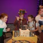 Actresses Grayce Houle, cast as Awful Dynne, left, Ruby Coulson, cast as Kakafonous A. Dischord, Kaylin Gauble, cast as Milo, and Amelie Mantchev as Tock rehearse a scene from OTAs upcoming production Phantom Tollbooth. Sequim Gazette photos by Erin Hawkins