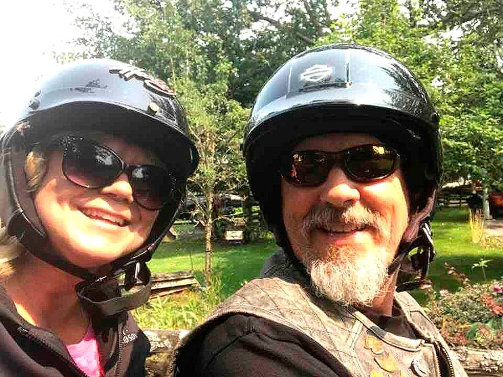 Brenda and Wayne Priest of Sequim continue to recover in Vancouver after their motorcycle was hit by a truck on Aug. 18. Family members said with their injuries, Brenda may not be able to walk for about three months, and Wayne three-six months. Submitted photo