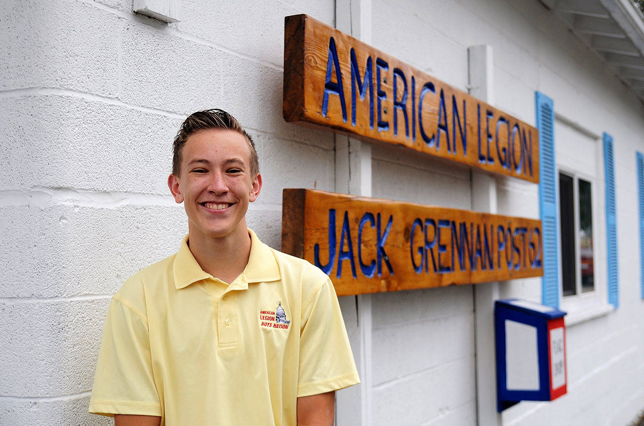 Sequims Jakob Pyeatt says his experience at the Washington state Evergreen Boys State program and the 2018 American Legion Boys Nation program this summer was a valuable experience hell never forget. Sequim Gazette photo by Michael Dashiell