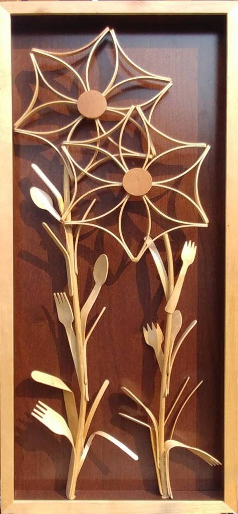 Above: Brad Griffiths wood-bending art is on display at Sequim Community Makerspace Inventing Studio during the First Friday Art Walk on Sept. 7.