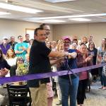 Sequim High School staff celebrate a revamp of the schools staff room on Aug. 28. Submitted photo