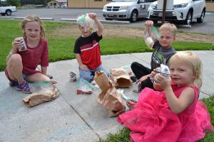 For lunch time its family time as Susan Coffee, not pictured, gathers her grandchildren, from left, Grace Dormer, 7, Sawyer Bushy, 4, Bradly Dormer, 5, and Malta Bushy, 2, at Carrie Blake Community Park on Aug. 27. Coffee said she and her grandchildren visited the park often to enjoy the Summer Food Program. Sequim Gazette photo by Matthew Nash