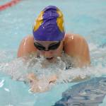 Sequims Sydney Swanson competes in the 200 individual medley against Olympic on Sept. 11. Sequim Gazette photo by Michael Dashiell