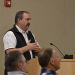 Fire district 3 chief Ben Andrews speak with Sequim city councilors on Oct 8. Sequim Gazette photo by Matthew Nash