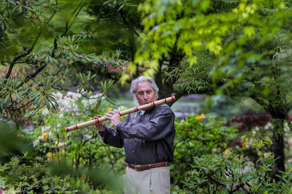 Gary Stroutsos brings his meditative flute music to the Sequim Library during Sequims First Friday Art Walk on Oct. 5. Submitted photo