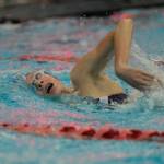 Sequim freshman Mia Coffman looks to finish strong in the 200 free event against North Kitsap on Oct. 4. Coffman finished in 2:05.58, about sixth-tenths off a state meet-qualifying swim. Sequim Gazette photo by Michael Dashiell