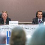 Candidates for Clallam County prosecuting attorney Selinda Barkhuis and incumbent Mark Nichols answered questions during a League of Women Voters forum Wednesday. (Jesse Major/Peninsula Daily News)