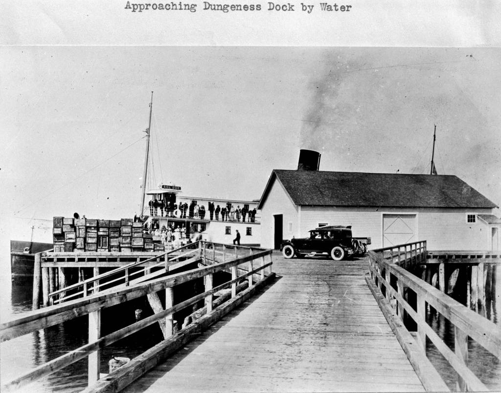 The view of the old Dungeness dock, as viewed approaching by water. Photo courtesy of Tom Cook