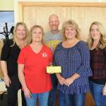 Joining Coats for Kids program representatives (front row, from left) Heidi Albrecht and Karen Lewis are (back row, from left): Shelley Langston, Learning Support Services Executive Director; Sequim School District psychologist Matt Duchow, and Special Programs Coordinator Renee Alcafaras. Sequim Gazette photo by Michael Dashiell