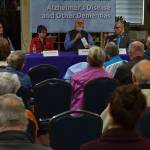 Community members gather in the Shipley Center on Oct. 8 for a Town Hall about Alzheimers disease and other forms of dementia. Topics ranged from long-term care to state and federal funding for research. Sequim Gazette photo by Matthew Nash