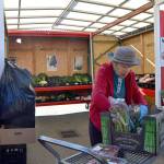 Carlene Moberg, a produce volunteer at the Sequim Food Bank, readies food for distribution on Oct. 15. Recently, the produce barn was vandalized and food bank leaders report several thefts and burglaries at the facility in recent weeks. Sequim Gazette photo by Matthew Nash