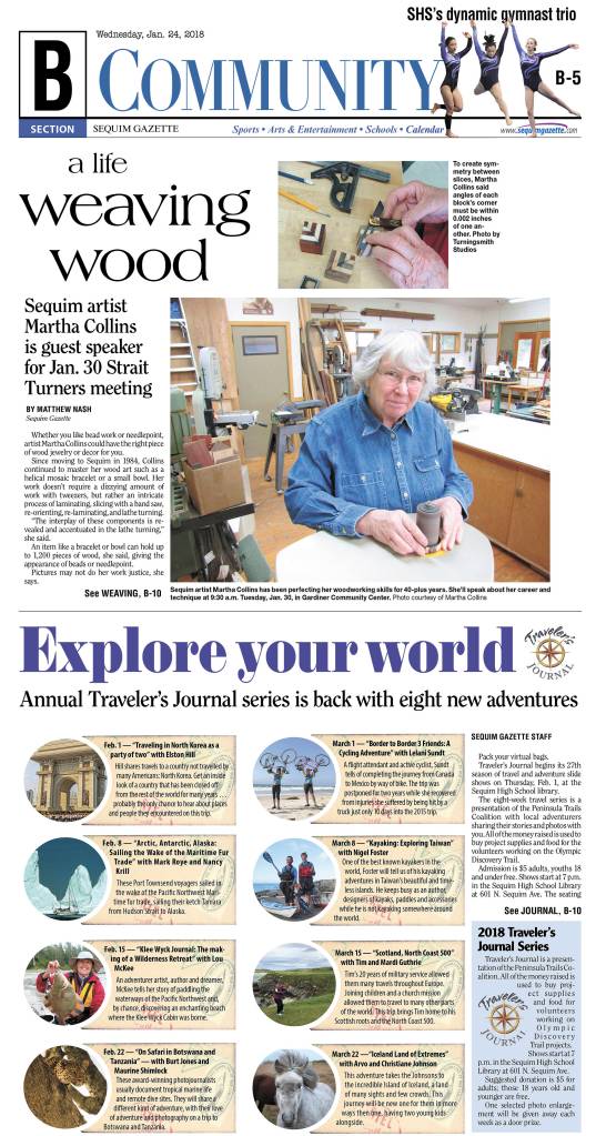 The Sequim Gazettes Jan. 24 cover of the Community section took second place in the 2018 WNPA Better Newspaper Contests Feature Page Design division. (designer Michael Dashiell)