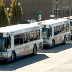 Clallam Transit buses line up to take on passengers at The Gateway transit center in downtown Port Angeles on Tuesday. Photo by Keith Thorpe/Peninsula Daily News
