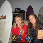 Gemma Davis, 16, left, followed in her mother Melissa Davis footsteps as a competitive surfer living in Sequim. Both mother and daughter share a passion for the sport and enjoy traveling to competitions up and down the West Coast. Sequim Gazette photo by Erin Hawkins