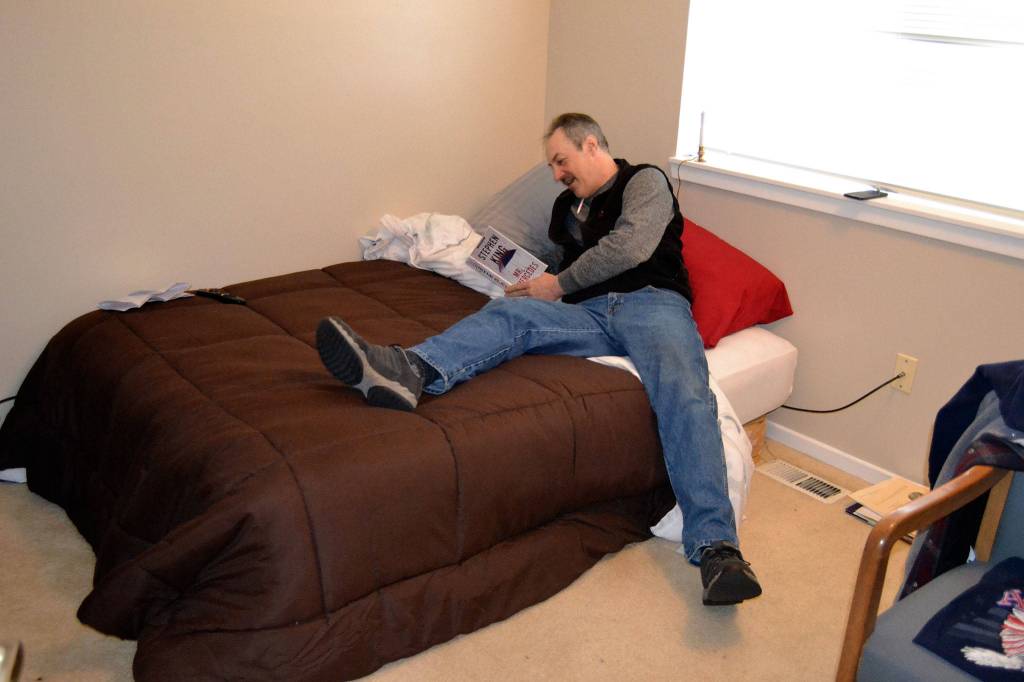 Jim Wasnock said he came into Sequims Oxford House with the clothes on his back. Its not lost on us. We know how nice this place is, Wasnock said. Were learning to be responsible again. Sequim Gazette photos by Matthew Nash