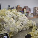 In about 30 minutes, church and community volunteers filled 900 bags of stuffing and various fixings for community members at the Sequim Food Bank on Nov. 13. Sequim Gazette photo by Matthew Nash