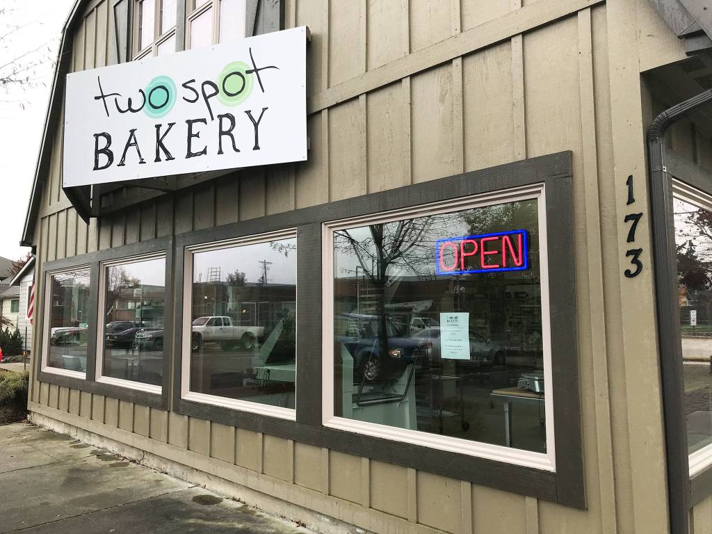 Two Spot Bakery, owned by Jon and Amy Arnold, opened for business on Nov. 19 and sell a variety of breads, pastries, vegan options and more at 173 West Bell St. in Sequim. Sequim Gazette photo by Erin Hawkins                                Two Spot Bakery, owned by Jon and Amy Arnold, opened for business on Nov. 19 and sell a variety of breads, pastries, vegan options and more at 173 West Bell St. in Sequim. Sequim Gazette photo by Erin Hawkins