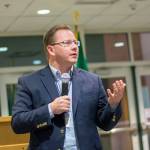 State Superintendent of Public Instruction Chris Reykdal told a crowd in Port Angeles last week he would like to see school districts have the ability to increase their local levies. Photo by Jesse Major/Peninsula Daily News